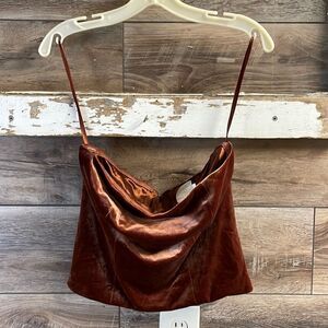 REVELRY Velvet Tube Top Copper Brown Color Sleeveless Bustier Size 8